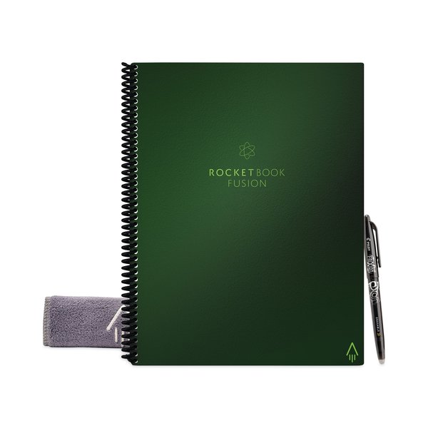 Rocketbook Fusion Smart Notebook, Seven Assorted Page Formats, Terrestrial Green Cover, 11 x 8.5, 21 Sheets EVRF-L-RC-CKGFR